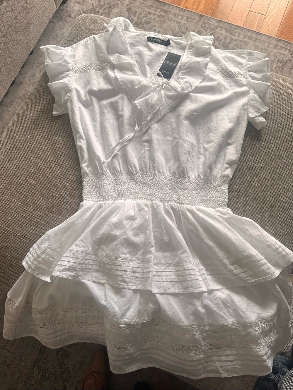 Lauren Ralph Lauren White Ruffle Mini Dress
